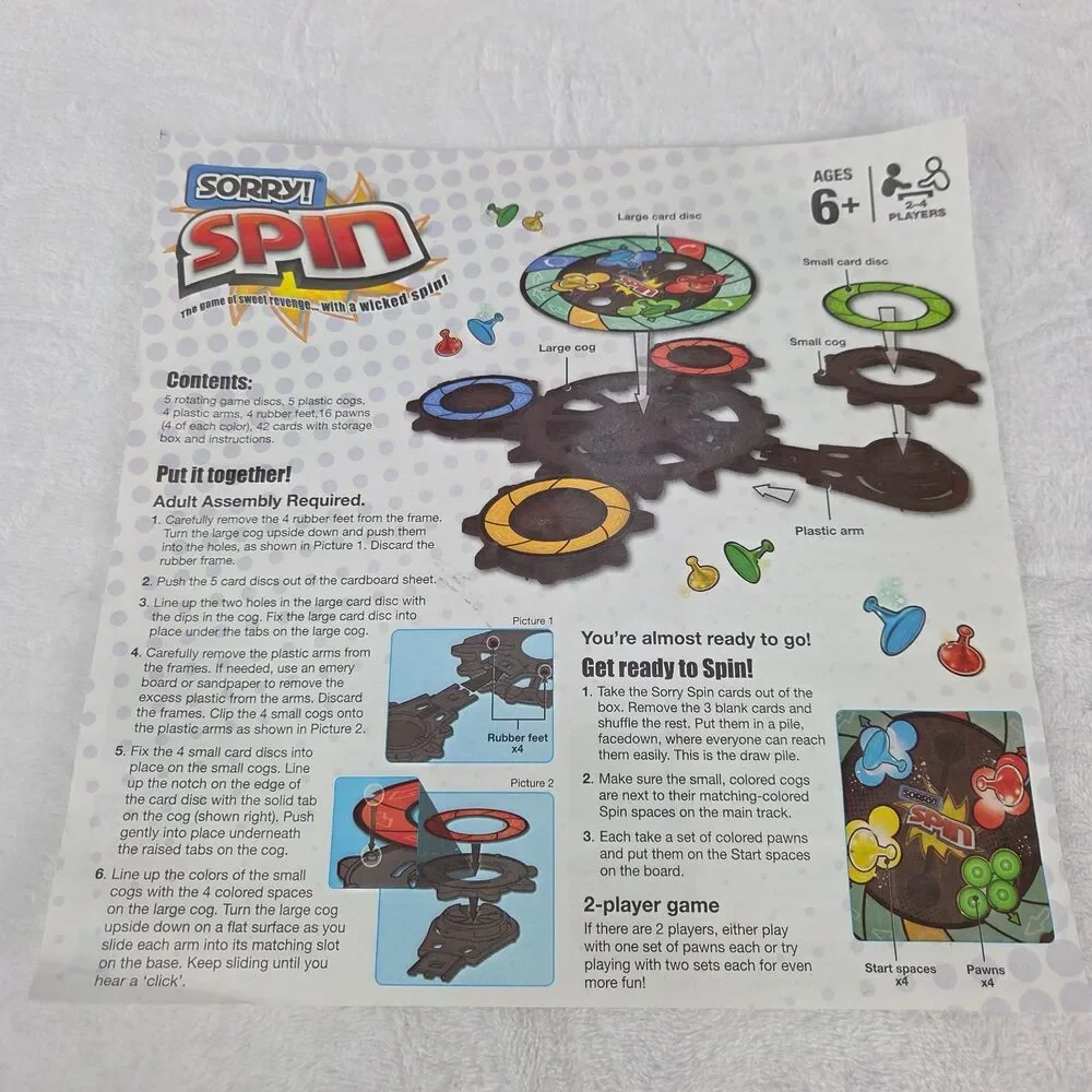 Sorry!‎ Spin Board Game 2009 Hasbro 100% Complete Family Strategy Game